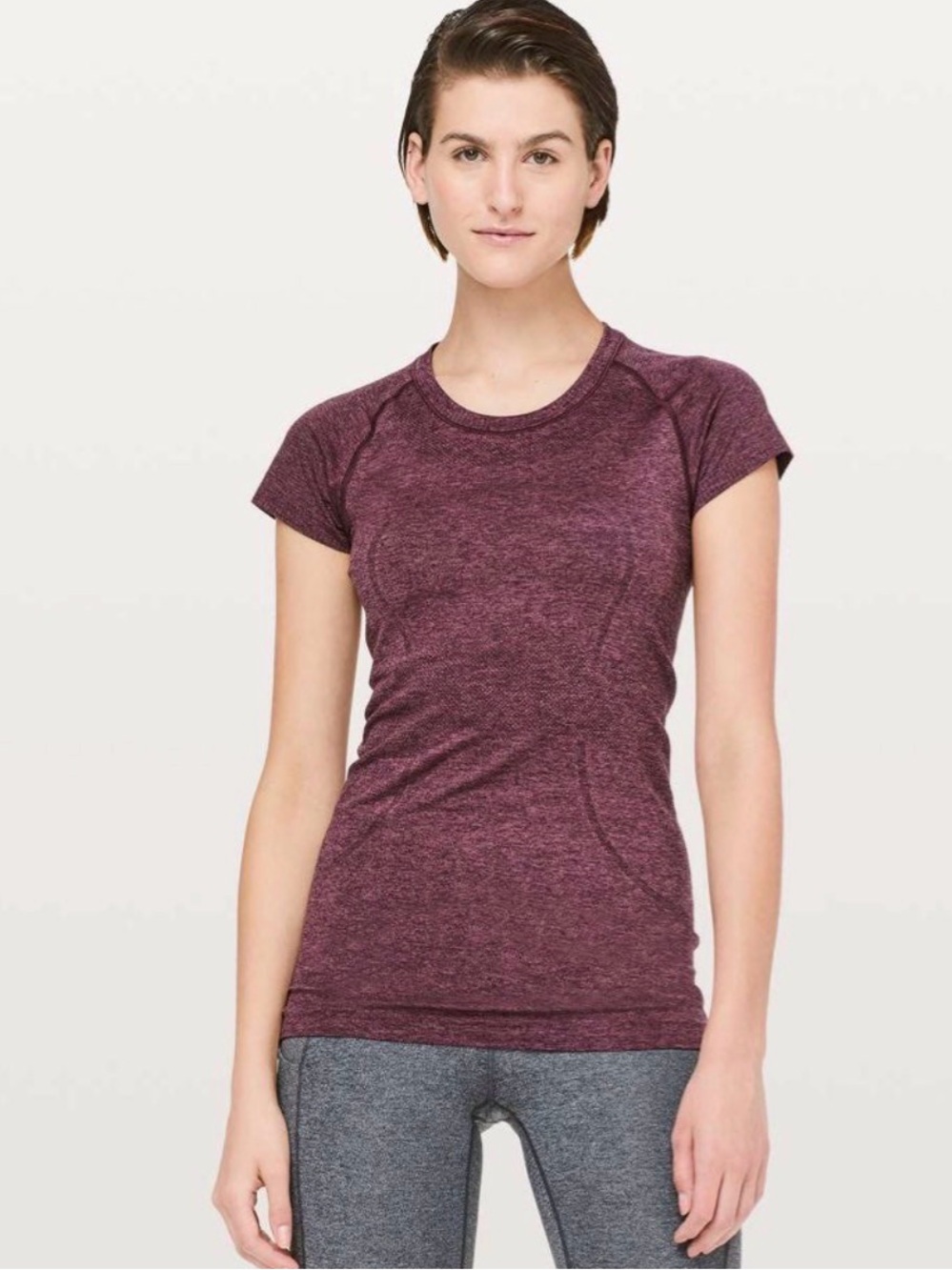 Lululemon Swiftly Tech Short Sleeve Crew Dark Adobe Misty Merlot Size 4